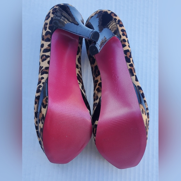 Paris Hilton The Shoe Collection Tyra heels Size 10 Leopard Pony Hair/Black Pat - Picture 5 of 6
